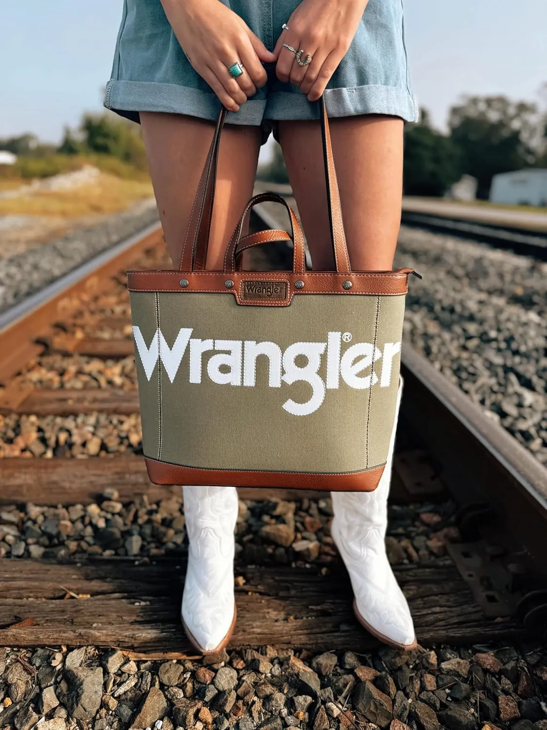 Wrangler Tote Bag for Women Vintage Top Handle Handbags and Shoulder Bag