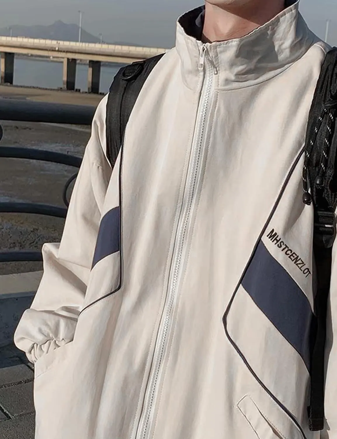 Wyeysyt Women's Y2k Jacket Zip Up Lightweight Windbreaker Jacket Varsity Oversized Sport Jacket Y2k Clothing 90s Jacket