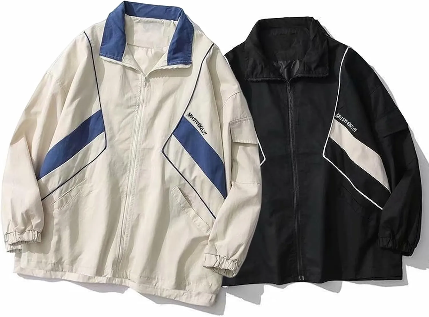 Wyeysyt Women's Y2k Jacket Zip Up Lightweight Windbreaker Jacket Varsity Oversized Sport Jacket Y2k Clothing 90s Jacket