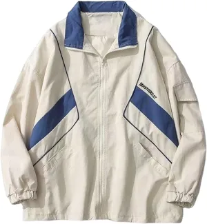 Wyeysyt Women's Y2k Jacket Zip Up Lightweight Windbreaker Jacket Varsity Oversized Sport Jacket Y2k Clothing 90s Jacket