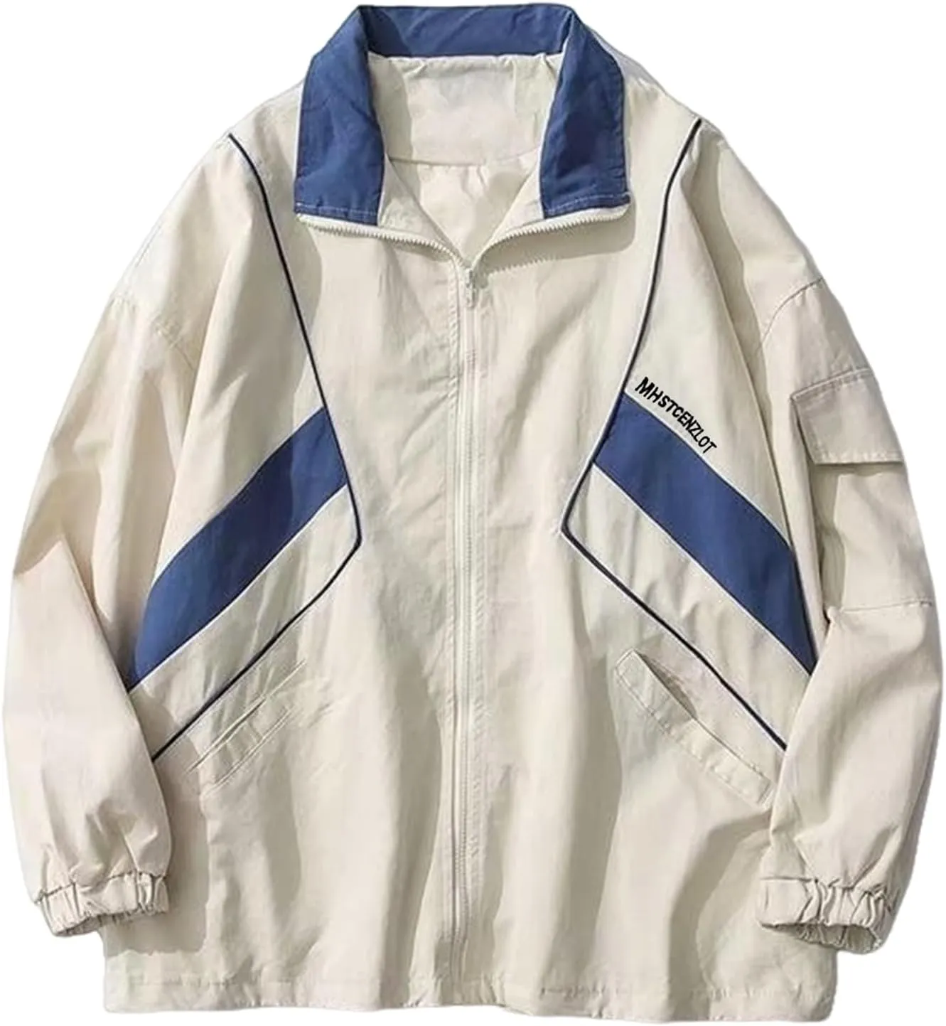 Wyeysyt Women's Y2k Jacket Zip Up Lightweight Windbreaker Jacket Varsity Oversized Sport Jacket Y2k Clothing 90s Jacket