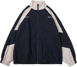 Wyeysyt Women's Y2k Jacket Zip Up Lightweight Windbreaker Jacket Varsity Oversized Sport Jacket Y2k Clothing 90s Jacket