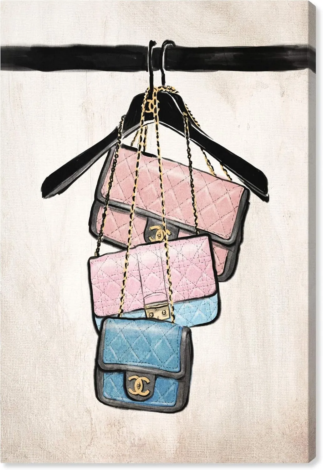 Wynwood Studio Fashion and Glam Wall Art Canvas Prints 'Closet Purses' Handbags Home Décor, 20" x 30", Pink, Blue