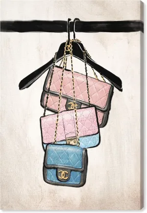 Wynwood Studio Fashion and Glam Wall Art Canvas Prints 'Closet Purses' Handbags Home Décor, 20" x 30", Pink, Blue