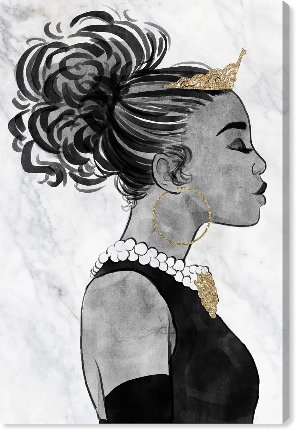 Wynwood Studio Fashion and Glam Wall Art Canvas Prints 'The Classic Look' Portraits Home Décor, 16" x 24", Black, Gold