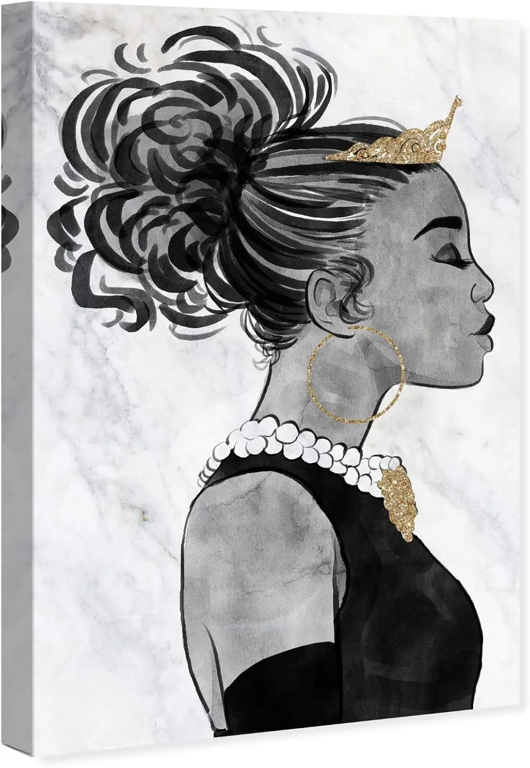 Wynwood Studio Fashion and Glam Wall Art Canvas Prints 'The Classic Look' Portraits Home Décor, 16" x 24", Black, Gold