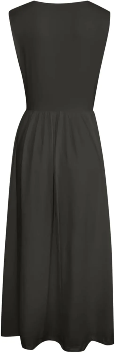 WYTong Women's Summer Tank Midi Dress 2025 Sleeveless Tank Midi Dresses with Pockets Casual A Line Flowy Dress