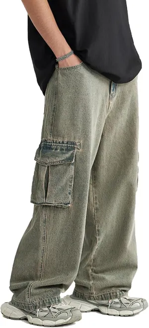 Y2k Baggy Jeans Men Vintage Hip Hop Style Skater Jeans Denim Loose Fit Pants Cargo Jeans