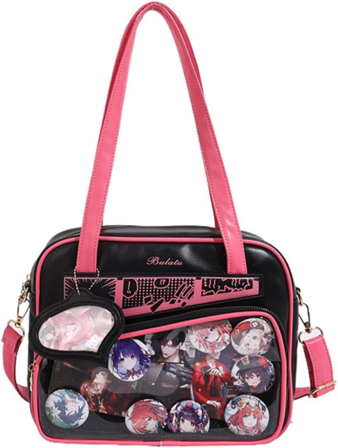 Y2K Fashion Crossbody Itabag, Handbag Bag Kawaii Grunge Shoulder Bag Emo JK Itabag Ita Sling Purse Itabag Crossbody (Black pink)