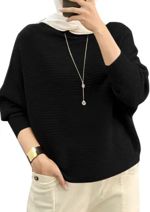 ZANZEA Women's 3/4 Sleeve Knit Sweater Crewneck Lightweight Loose Pullovers Tops